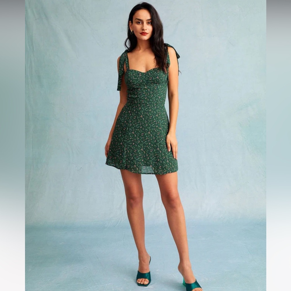 NWT RIHOAS The Floral Tie Straps Midi Dress